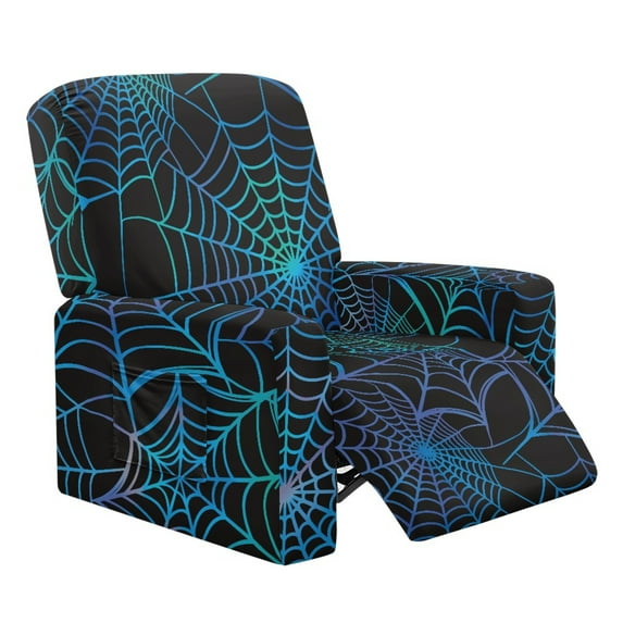 Xixirimido Blue Spider Web Recliner Slipcovers 4 Pieces Stretch Lazyboy Recliner Chair Cover Non Slip Recliner Couch Covers with Storage Pockets Furniture Protector