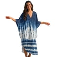 thumbnail image 1 of Xixirimido Blue Tie-dye Print Kaftan Dresses for Women Plus Size V-Neck Moo Moos Batwing Sleeve Caftan Beach Dress Bathing Suit Cover-Up Loungewear, 1 of 7