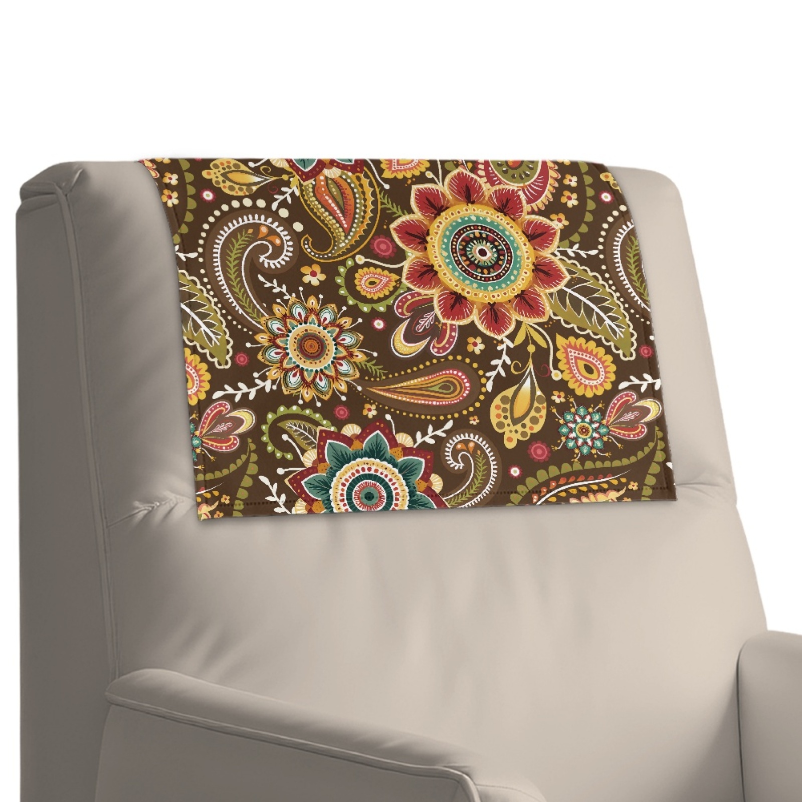 Xixirimido Bohemian Mandala Paisley Pattern Recliner Headrest Protector, Non Slip Waterproof Headrest Cover, Leather Recliner Headrest Cover for Sofa, Furniture, Office Chair, 2Pcs
