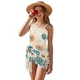 thumbnail image 1 of Xixirimido Boho Style Mandala Print Girls One Piece Swimsuit with Mesh Cover Up Teen Adjustable Strap Bathing Suits with Removable Bra Swimwear Set, Size 11-12 Years, 1 of 7