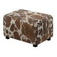 thumbnail image 1 of Xixirimido Brown Cow Spot Cowhide Pattern Ottoman Slipcover Form-Fit Stretch Footstool Cover for Leather/Fabric Ottomans, Non-Slip Bottom & Living Room/Bedroom Use, Large, 1 of 7