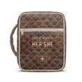 thumbnail image 1 of Xixirimido Brown Cross Scriptures Print Bible Cover Case Large Quilted Bible Carrying Case with Handles, Bible Study Supplies & Accessories Christian Gifts, God is Within Her She Will Not Fall, 1 of 7