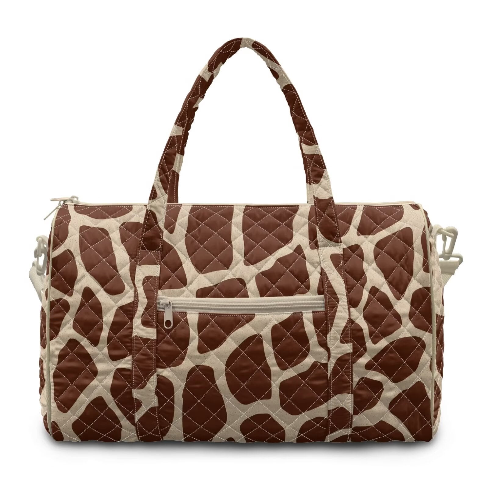 Xixirimido Brown Giraffe Skin Print Travel Duffle Bag Weekender Overnight Hospital Bags for Women Lightweight Carry-on Gym Bag for Travel, Airplanes, Sports