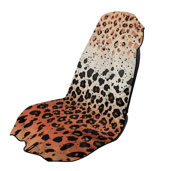 Xixirimido Brown Gradient Leopard Print Car Seat Cover Towel Sweatproof Gym Seat Protector with Non-Slip Backing Universal Fit Front Seat Mat for Sports, Beach, Swimming