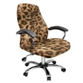 thumbnail image 1 of Xixirimido Brown Leopard Design Stretch Office Chair Cover Computer Chair Cover for Armrest Chair Universal Rotating Boss Chair Slipcovers High Back Desk Chair Seat Protector, Large, 1 of 6