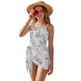 thumbnail image 1 of Xixirimido Bunny Rabbit Floral Blue Print Girl's One Piece Swimsuits with Removable Bra One Shoulder Bathing Suit with Mesh Cover Up 1 Piece Swimsuit Swimwear, Size 17-18 Years, 1 of 7