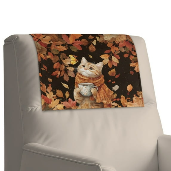 Xixirimido Butterfly Cat Maple Leaf Pattern Non Slip Recliner Headrest Protector Leather Headrest Covers for Recliner Chair Waterproof Couch Head Rest Covers for Sofa, Furniture, Theater Seat, 3Pcs