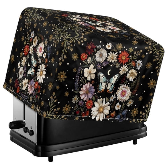 Xixirimido Butterfly Daisy Floral Moon Print Toaster Covers Bread Maker Cover, Kitchen Small Appliance Covers, Microwave Toaster Oven Cover Toasters Kitchen Accessories, 2 Slice