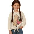 thumbnail image 1 of Xixirimido Capybara Strawberry Cream Pattern Girls Long Sleeve Shirts Cute Kids Fashion Crew Neck Tunic Tops Tie-hem Tees for Fall Winter, Size 5-6, 1 of 7