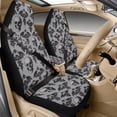 thumbnail image 1 of Xixirimido Car Seat Cover Set of 5 Pieces Front Seat Covers with Matching Seat Belt and Center Console Covers PU Leather Fits Most Vehicles, Halloween Gothic Skull Bats, 1 of 8