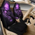 thumbnail image 1 of Xixirimido Car Seat Cover Set of 5 Pieces Front Seat Covers with Matching Seat Belt and Center Console Covers PU Leather Fits Most Vehicles, Purple Skull, 1 of 8