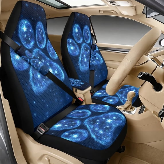 Xixirimido Car Seat Covers Front Seats Only with Belt Covers Armrest Box Cover 5Pcs Set for SUV Sedan Van Truck PU Leather Seat Protector Automotive Accessories, Blue Paw Galaxy