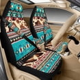 thumbnail image 1 of Xixirimido Car Seat Protection Set 5 Pieces Breathable PU Leather Front Seat Covers with Seat Belt and Console Covers Universal Fits Most Cars, Cow Print Ethnic Tribe, 1 of 8