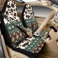 thumbnail image 1 of Xixirimido Car Seat Protection Set 5 Pieces Breathable PU Leather Front Seat Covers with Seat Belt and Console Covers Universal Fits Most Cars, Ethnic Tribal Geometric Cowhide, 1 of 8