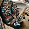 thumbnail image 1 of Xixirimido Car Seat Protection Set 5 Pieces Breathable PU Leather Front Seat Covers with Seat Belt and Console Covers Universal Fits Most Cars, Ethnic Tribal Highland Cattle Floral, 1 of 8
