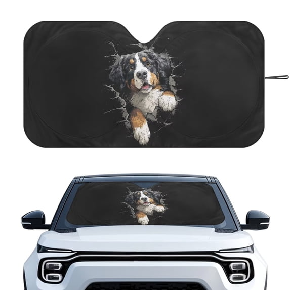 Xixirimido Car Windshield Sun Shade Car Sun Visor Block UV Rays Foldable Automotive Windshield Sunshades Front Window Sun Blocker Keep Your Vehicle Cool, Bernese Mountain Dog Black