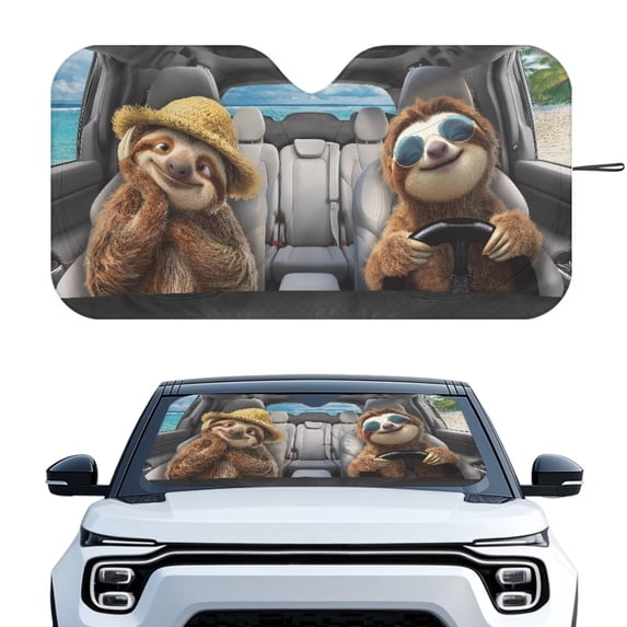 Xixirimido Car Windshield Sun Shade Car Sun Visor Block UV Rays Foldable Automotive Windshield Sunshades Front Window Sun Blocker Keep Your Vehicle Cool, Sloths