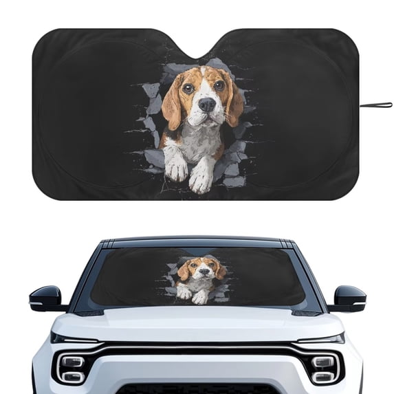 Xixirimido Car Windshield Sun Shade Foldable Sunshade Front Window Cover Sun Visor for Trucks SUVs Sedan Universal Car Interior Accessories, Beagle Dog Black