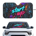 thumbnail image 1 of Xixirimido Car Windshield Sun Shade Foldable Sunshade Front Window Cover Sun Visor for Trucks SUVs Sedan Universal Car Interior Accessories, Cyberpunk-style Graffiti, 1 of 8