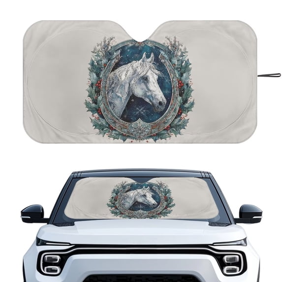 Xixirimido Car Windshield Sun Shade Foldable Sunshade Front Window Cover Sun Visor for Trucks SUVs Sedan Universal Car Interior Accessories, Horse Floral