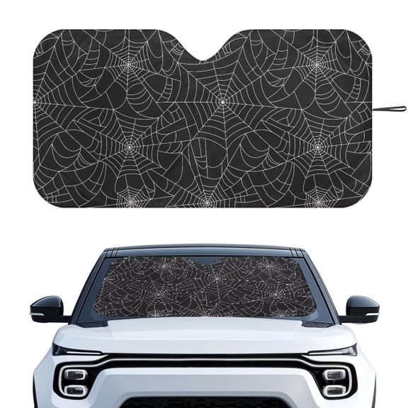 Xixirimido Car Windshield Sun Shade Front Windshield Cover Universal Fit for SUVs Trucks Foldable Front Window Sunshade Automotive Interior Accessories, Halloween Spider Web