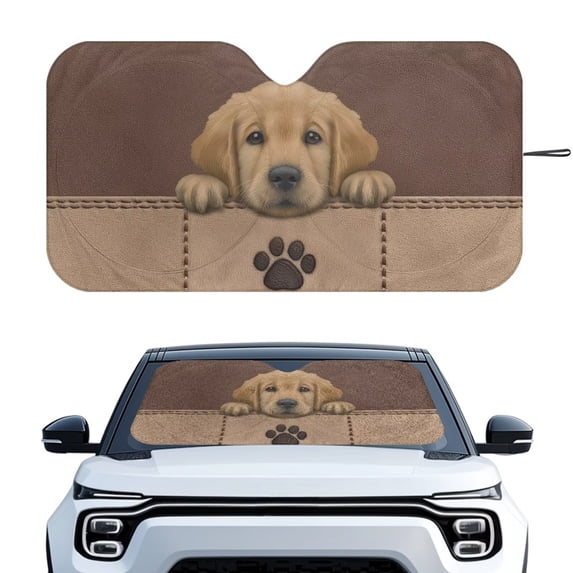 Xixirimido Car Windshield Sun Shade Front Windshield Cover Universal Fit for SUVs Trucks Foldable Front Window Sunshade Automotive Interior Accessories, Labrador Retriever Brown