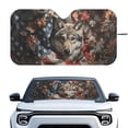 thumbnail image 1 of Xixirimido Car Windshield Sun Shade Sun Visor for Front Window Sunshade Block UV Rays Universal Fit Truck SUV Van Auto Accessories, American Flag Wolf Leaves, 1 of 8