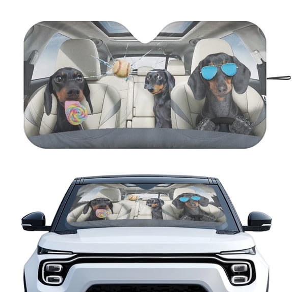 Xixirimido Car Windshield Sun Shade Universal Fit for SUV Truck Sedan Auto Front Window Sunshade Sun Visor Block UV Rays Keep Cool Car Accessories, Dachshunds Baseball