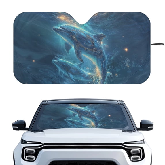 Xixirimido Car Windshield Sun Shade Universal Fit for SUV Truck Sedan Auto Front Window Sunshade Sun Visor Block UV Rays Keep Cool Car Accessories, Dolphins