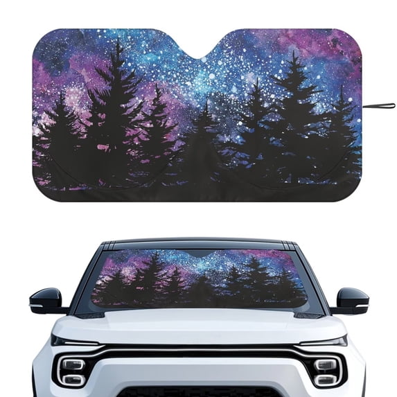 Xixirimido Car Windshield Sun Shade Universal Fit for SUV Truck Sedan Auto Front Window Sunshade Sun Visor Block UV Rays Keep Cool Car Accessories, Forest Starry Night