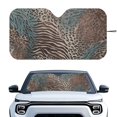 thumbnail image 1 of Xixirimido Car Windshield Sun Shade Universal Fit for SUV Truck Sedan Auto Front Window Sunshade Sun Visor Block UV Rays Keep Cool Car Accessories, Leopard Zebra Stripe Brown, 1 of 8