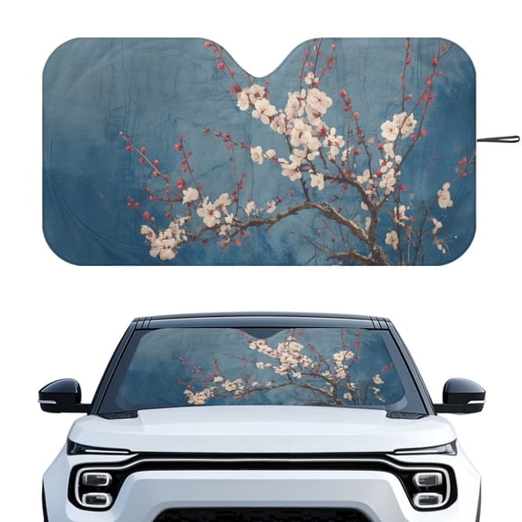 Xixirimido Car Windshield Sun Shade Universal Fit for SUV Truck Sedan Auto Front Window Sunshade Sun Visor Block UV Rays Keep Cool Car Accessories, Plum Blossom