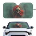 thumbnail image 1 of Xixirimido Car Windshield Sun Shade Universal Fit for SUV Truck Sedan Auto Front Window Sunshade Sun Visor Block UV Rays Keep Cool Car Accessories, Skull Red Poppy Flower, 1 of 8