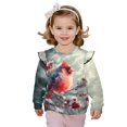 thumbnail image 1 of Xixirimido Cardinal Bird Berries Print Toddler Girls Sweatshirt Crewneck Pullover Long Sleeve Tops Blouse Graphic Sweater T-Shirt Fall Winter Clothes Ruffle Shoulder, for 1-2T, 1 of 7
