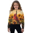 thumbnail image 1 of Xixirimido Cardinal Bird Sunflower Pattern Girls Half Zip Sweatshirt Long Sleeve Pullover Crop Tops Kids Lightweight Hoodie Fashion Winter Clothes Size 13-14, 1 of 7