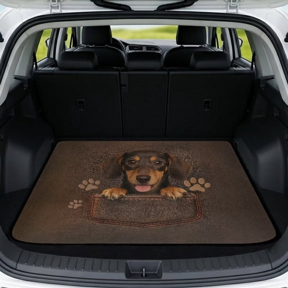 Xixirimido Cargo Liner Floor Mat All Weather Trunk Protection Trimmable to Fit Heavy Duty Car Trunk Mat Universal Car Accessories, 29" x 39", Dachshund Pocket Paw