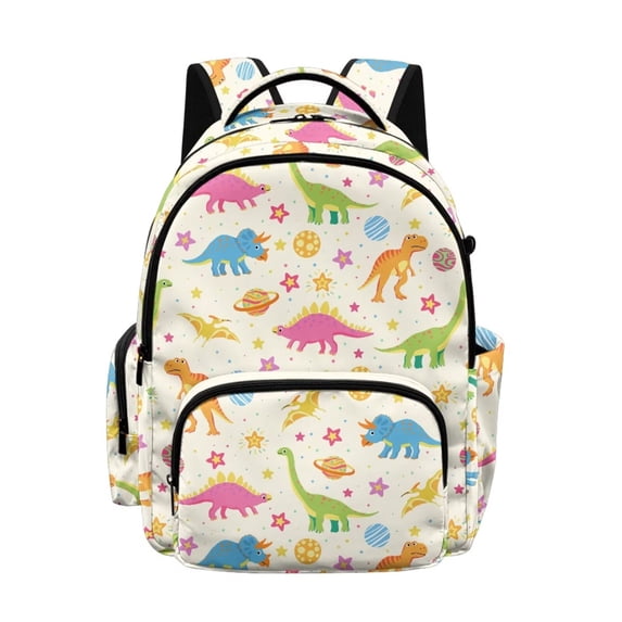 Xixirimido Cartoon Dinosaur Stars Planets Print Kids School Bag 17" Backpack for & Girls Lightweight Large Capacity Bookbag for Elementary Middle High School Students