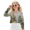 thumbnail image 1 of Xixirimido Cat Butterfly Daisy Floral Girls Crop Tops Kids Long Sleeve Pullover Sweatshirts Girls Cropped Crewneck Sweatshirt Teen Spring Fall Outfits for 11-12 Years, 1 of 7