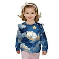 thumbnail image 1 of Xixirimido Cat Moon Starry Night Print Girls Toddler Sweatshirt Long Sleeve Ruffle Shoulder Pullover Sweater Graphic Crewneck Top Cozy Fall Winter Clothes, for 7-8Y, 1 of 7