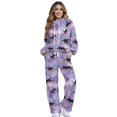 thumbnail image 1 of Xixirimido Cat Music Stars Purple Print Women’s Sweatsuits 2 Piece Outfit Fall Fashion Airport Lounge Sets Long Sleeve Sweatshirt Wide Leg Sweatpants Plus Size Tracksuit, X-Small, 1 of 7