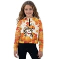 thumbnail image 1 of Xixirimido Cat Pumpkin Maple Leaf Pattern Kids Hoodies for Girls Half Zip Hoodie Sweatshirt 3D Graphic Long Sleeve Pullover Crop Tops with Pocket for Fall Winter Size 5-6, 1 of 7