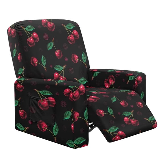 Xixirimido Cherries Pattern 4 Piece Recliner Chair Cover Stretch Lazy Boy Chair Covers with Pockets Soft Reclining Sofa Slipcovers Furniture Protector with Elastic Bottom