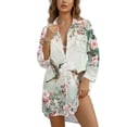 thumbnail image 1 of Xixirimido Cherry Blossom Hummingbirds Print Women's Lightweight Beach Cover Up Long Sleeve Button Down Shirt Dress Swimsuit Cover Up with Pocket & Side Slits, Size L, 1 of 7