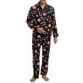 thumbnail image 1 of Xixirimido Christmas Candy Cane Snowflake Print Mens Pajama Set Soft Button Down Notched Collar Pjs Long Sleeve 2 Piece Sleepwear Lounge Nightwear with Pockets, Medium, 1 of 4