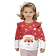 thumbnail image 1 of Xixirimido Christmas Santa Claus Stars Print Toddler Girls Sweatshirt Ruffle Shoulder Long Sleeve Sweatshirts Graphic Pullover Top Girls Sweater Casual Fall Winter Clothes, for 3-4T, 1 of 7