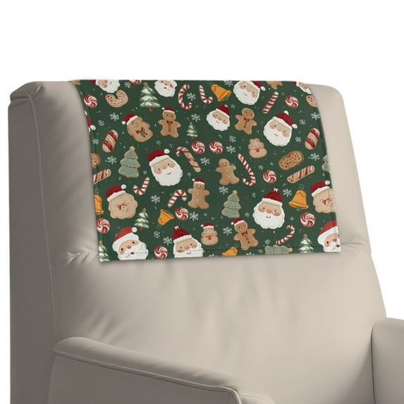 Xixirimido Christmas Santa Gingerbread Man Candy Leather Recliner Headrest Cover Washable Recliner Headrest Protector Non Slip Chair Head Cover for Sofa Couch Furniture Decor, 3Pcs