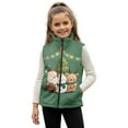 thumbnail image 1 of Xixirimido Christmas Santa Snowman Deer Green Pattern Kids Zip-up Vest for Girls Boys Sleeveless Fleece Vest with Pockets Stand Collar Jacket Kids Fall Winter Outwear for 5-6, 1 of 6