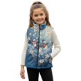 thumbnail image 1 of Xixirimido Christmas Snowman Florals Pattern Boys Girls Full Zip Fleece Vest Sleeveless Stand Collar Outwear Warm Jacket with Pockets for 5-6Y, 1 of 6