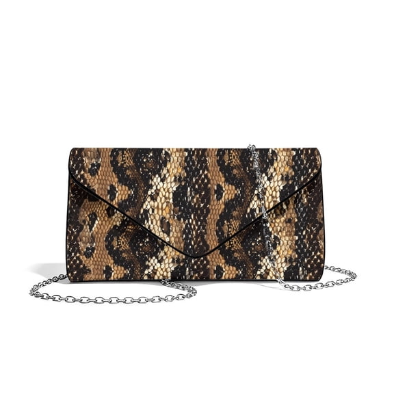 Xixirimido Clutch Purse for Women Formal Evening Bags for Wedding Party Cocktail Prom Leather Envelope Bag with Detachable Chain, Snake Skin