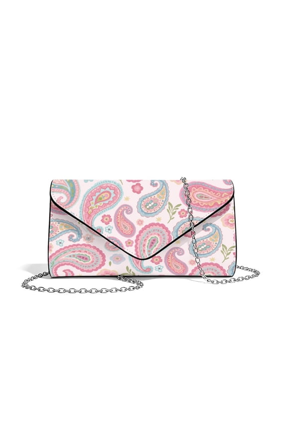 Clutch Purses for Women Evening Handbags for Formal Wedding Party Cocktail Prom Crossbody Envelope Bag with Detachable Chain, Boho Paisley Floral